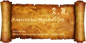 Kaminszky Menyhért névjegykártya